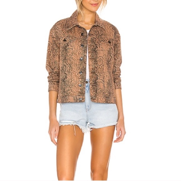 Free People Snake Print Trucker Jacket - Picture 4 of 7